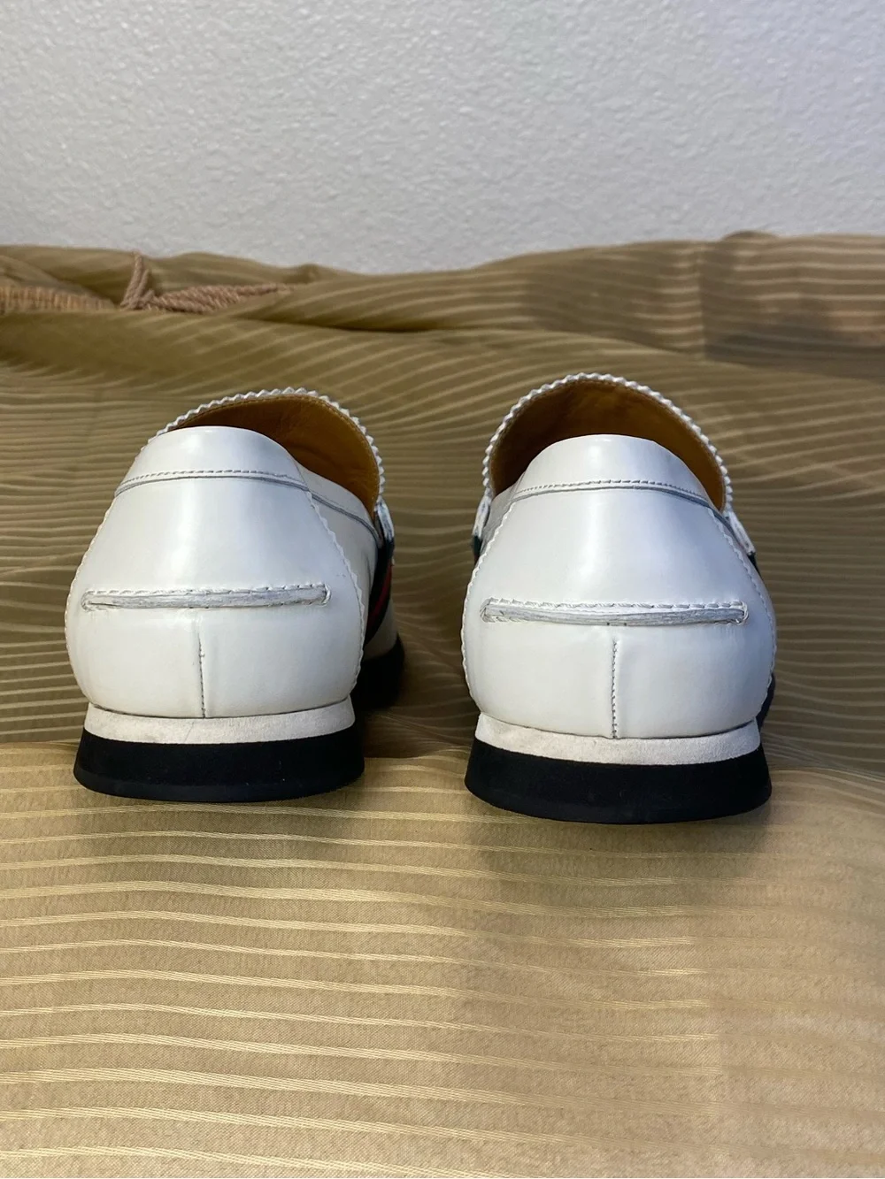 GUCCI White Leather Men's classic Loafers, 8.5